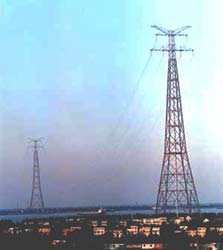 Yangtze River Crossing - Power Pillars between River