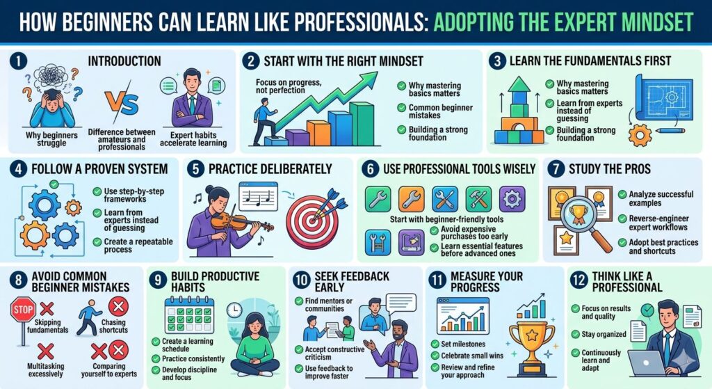 Infography of How Beginners can learn like Professionals.